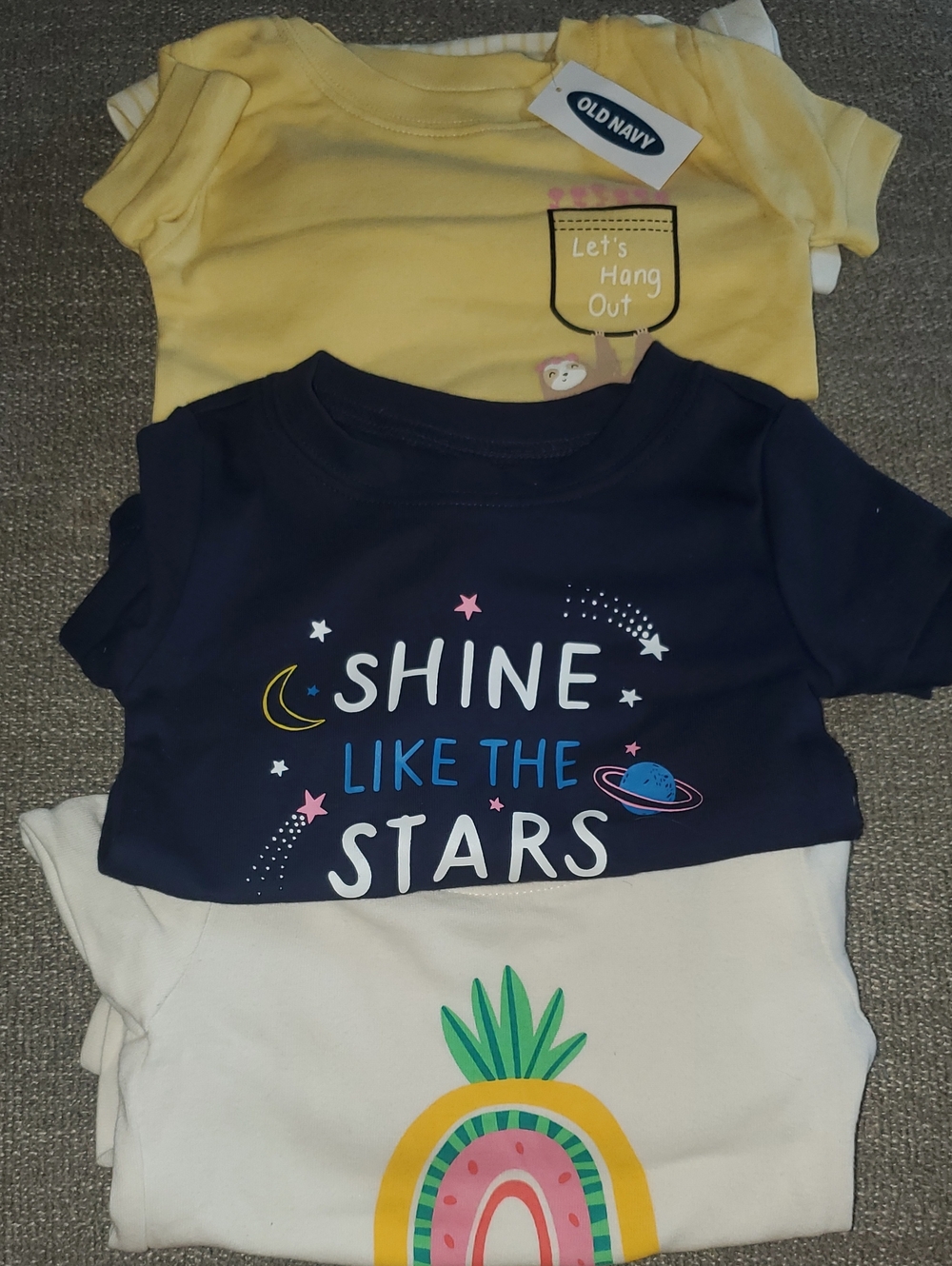 24 Month Old Navy 2 Piece PJ Sets Yellow, Navy & White Short-Sleeve And Shorts